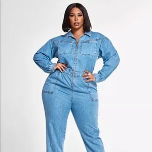 Plus size denim boiler jumpsuit. New with tags